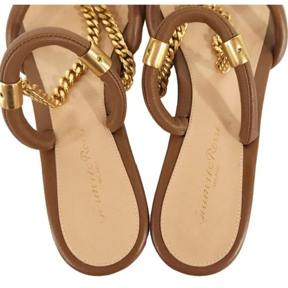 Gianvito Rossi Minerva Strappy Chain Sandals Size 37.5 US 7.5 Women's $925 - Picture 9 of 11